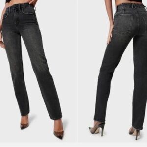 Good American 90s Icon Frayed High Rise Straight Leg